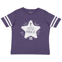 Little Miracle Toddler Football Jersey Tee-Direct To Garment Print-Brisco Baby