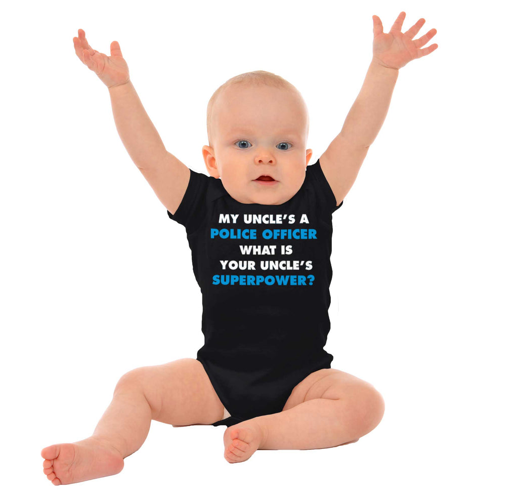 Uncle Police Officer Superpower Romper Bodysuit-Direct To Garment Print-Brisco Baby