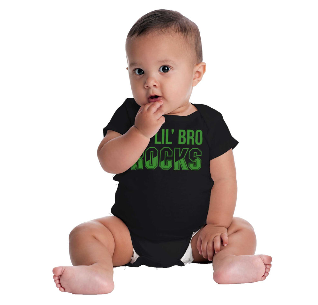 My Lil' Bro Rocks Romper Bodysuit-Direct To Garment Print-Brisco Baby