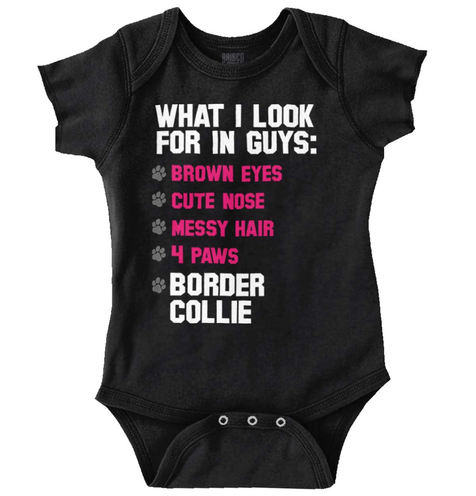 Border Collie List Romper Bodysuit-Direct To Garment Print-Brisco Baby