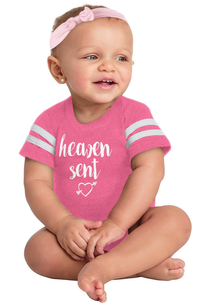 Heaven Sent Football Romper Bodysuit-Direct To Garment Print-Brisco Baby