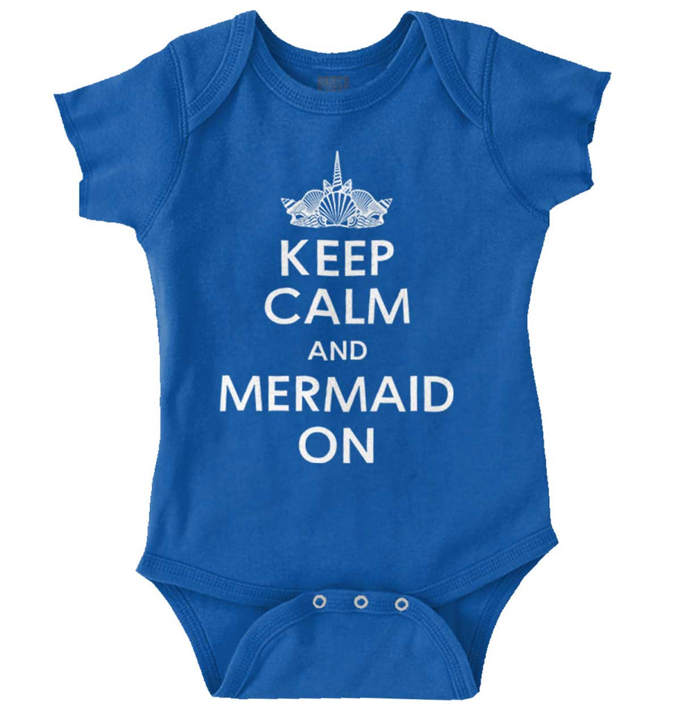 Keep Calm Mermaid On Romper Bodysuit-Direct To Garment Print-Brisco Baby