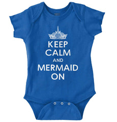 Keep Calm Mermaid On Romper Bodysuit-Direct To Garment Print-Brisco Baby