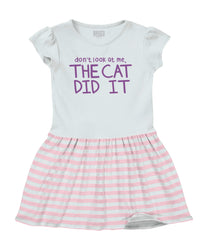 Cat Did It Baby Striped Skirt Dress-Direct To Garment Print-Brisco Baby