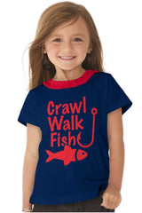 Crawl Walk Fish Toddler Ruffled Trim T-Shirt-Direct To Garment Print-Brisco Baby