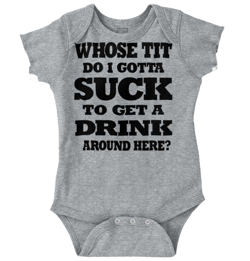 Get A Drink Romper Bodysuit-Direct To Garment Print-Brisco Baby