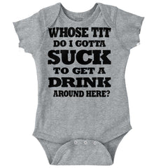 Get A Drink Romper Bodysuit-Direct To Garment Print-Brisco Baby