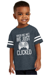 We Just Clicked Video Game Nerd Toddler Football Jersey Tee-Direct To Garment Print-Brisco Baby