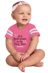 Gods Grace Tiny Face Football Romper Bodysuit-Direct To Garment Print-Brisco Baby