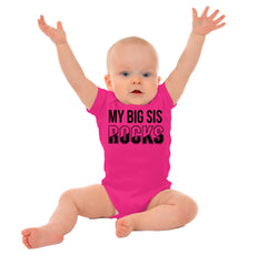My Big Sis Rocks Romper Bodysuit-Direct To Garment Print-Brisco Baby