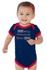 Everyone Loves Icee Baby Ruffled Trim Romper-Direct To Garment Print-Brisco Baby
