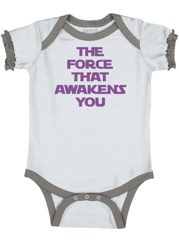 Force Awakens You Baby Ruffled Trim Romper-Direct To Garment Print-Brisco Baby