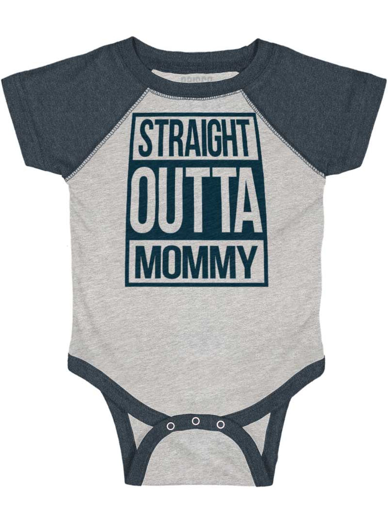 Straight Outta Mommy Raglan Romper Bodysuit-Direct To Garment Print-Brisco Baby