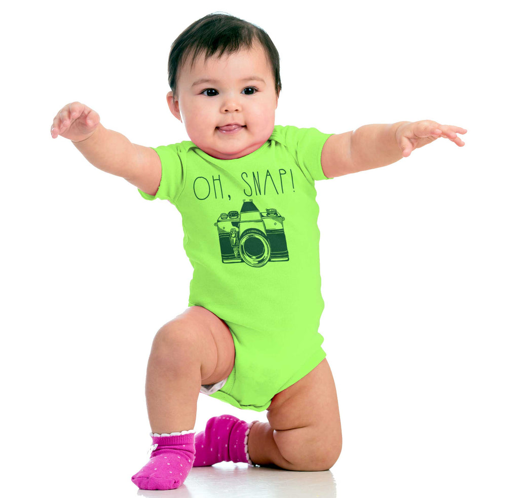 Oh Snap Camera Romper Bodysuit-Direct To Garment Print-Brisco Baby