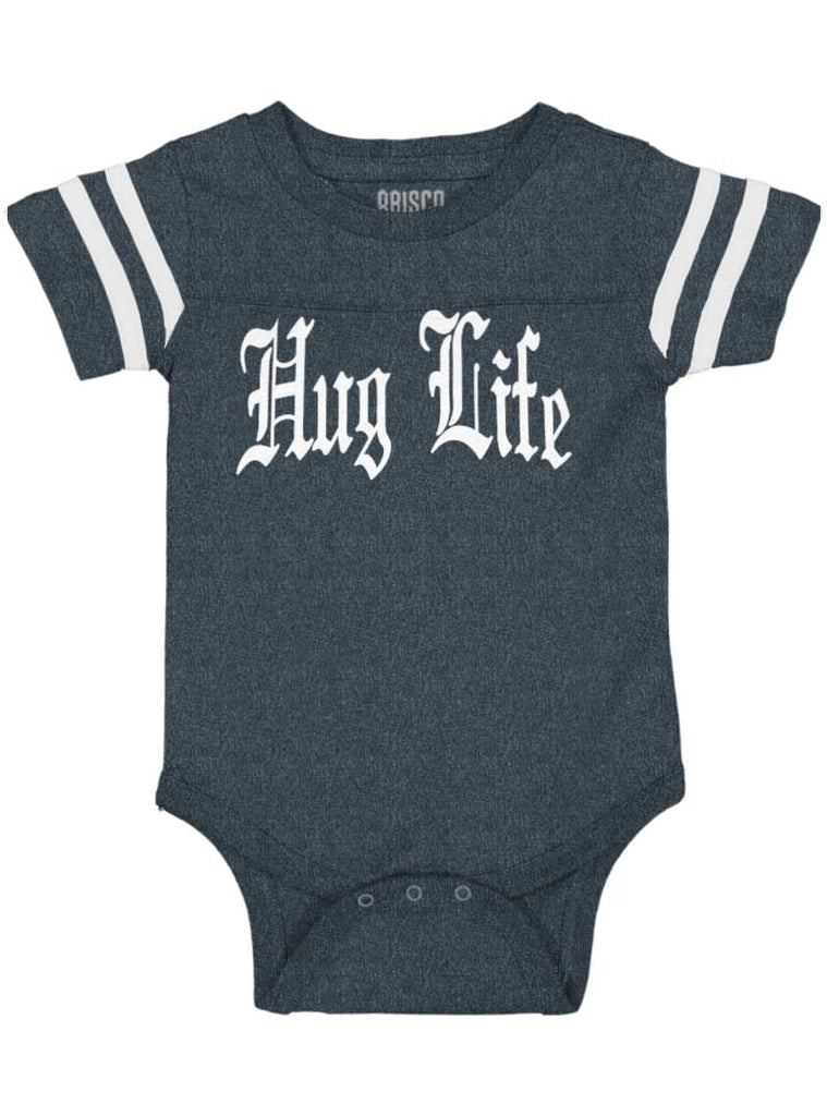 Hug Life Football Romper Bodysuit-Direct To Garment Print-Brisco Baby
