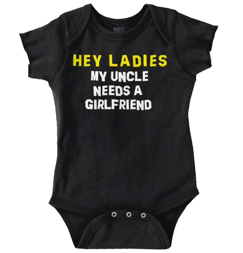 Uncle Needs Girlfriend Romper Bodysuit-Direct To Garment Print-Brisco Baby