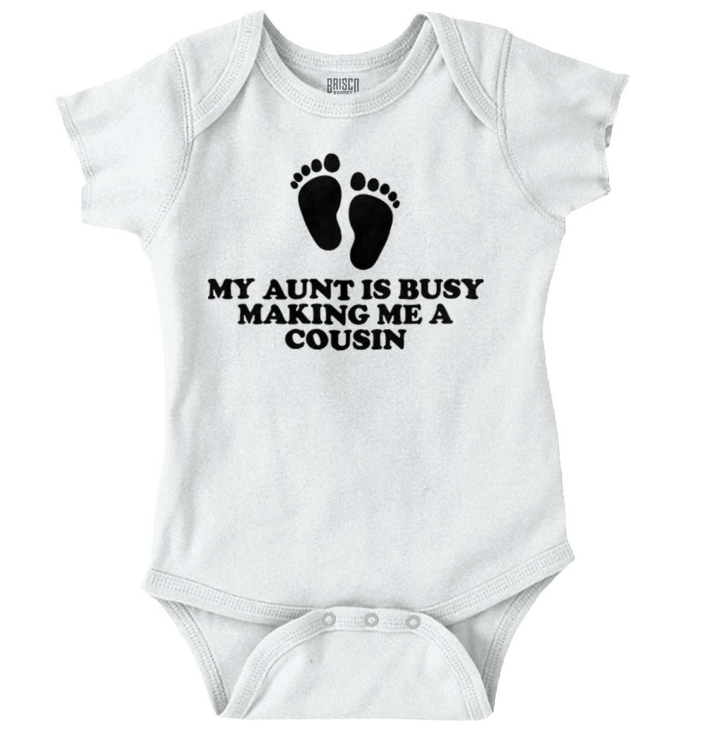 My Aunt Is Busy Romper Bodysuit-Direct To Garment Print-Brisco Baby