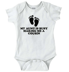My Aunt Is Busy Romper Bodysuit-Direct To Garment Print-Brisco Baby