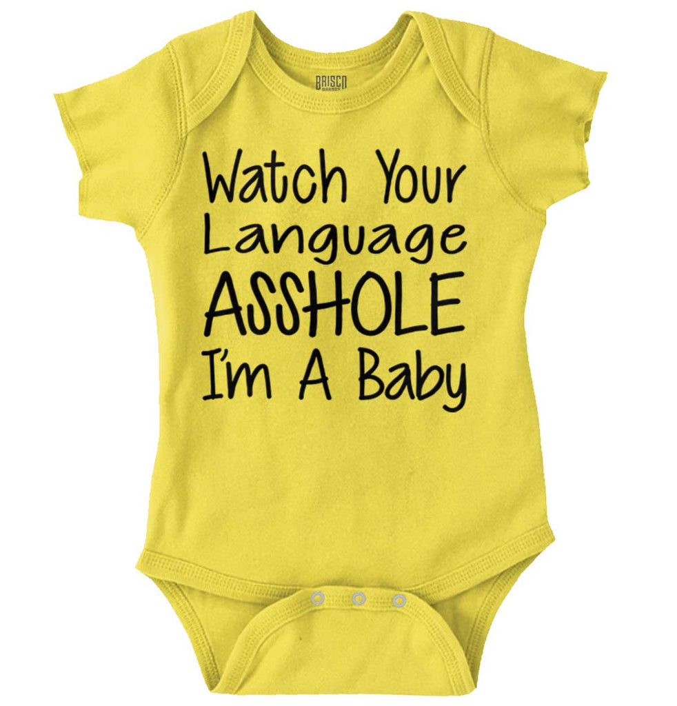 Watch The Language Romper Bodysuit-Direct To Garment Print-Brisco Baby