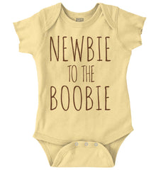 Newbie Boobie Romper Bodysuit-Direct To Garment Print-Brisco Baby