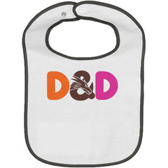 Dungeons Fantasy Tabletop Gamer Trimmed White Snap Bib-Direct To Garment Print-Brisco Baby