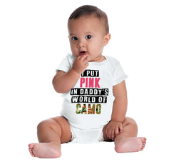 I Put Pink In Camo Romper Bodysuit-Direct To Garment Print-Brisco Baby