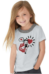 Cartoon Betty Toddler Ruffled Trim T-Shirt-Direct To Garment Print-Brisco Baby