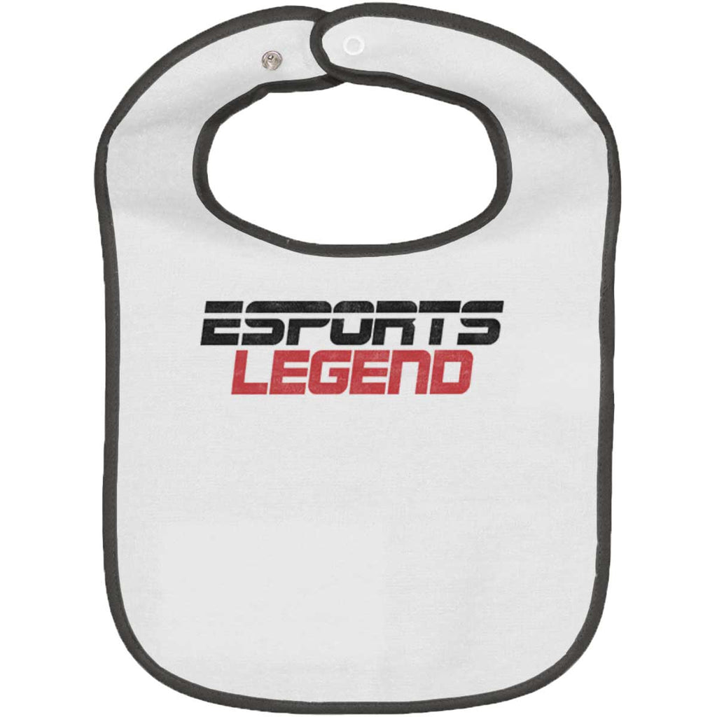 Sports Legend Professional Gamer Trimmed White Snap Bib-Direct To Garment Print-Brisco Baby