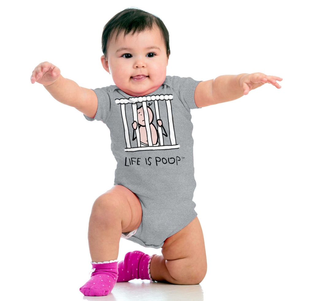 Jail Crib Romper Bodysuit-Direct To Garment Print-Brisco Baby