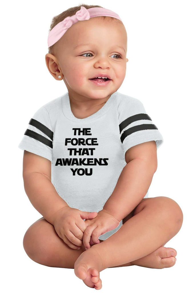Force Awakens You Football Romper Bodysuit-Direct To Garment Print-Brisco Baby