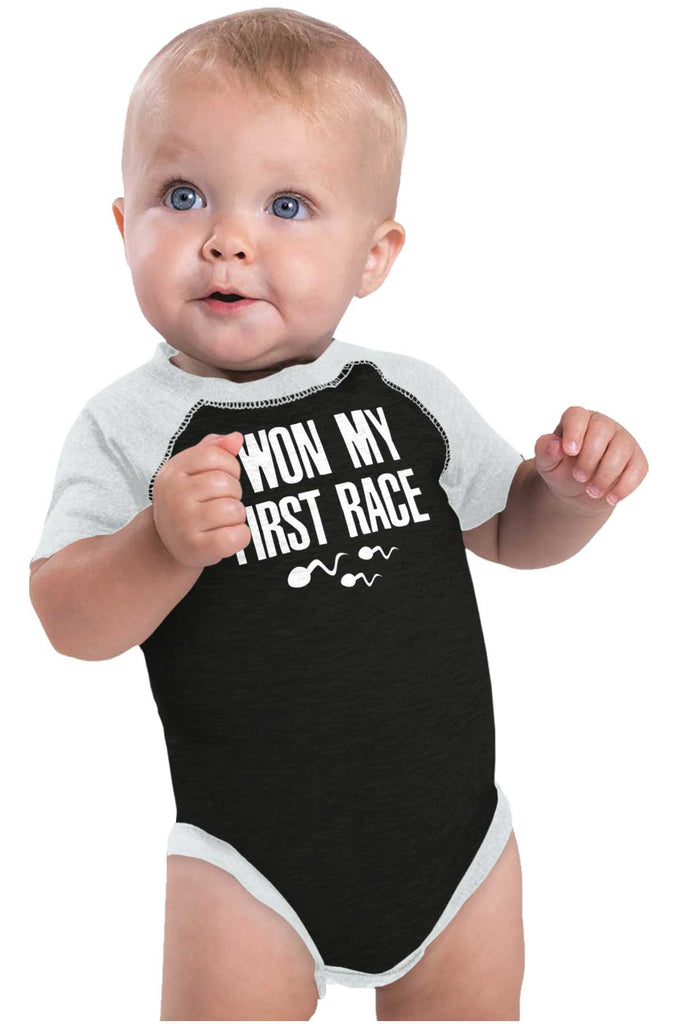 Won The Race Raglan Romper Bodysuit-Direct To Garment Print-Brisco Baby