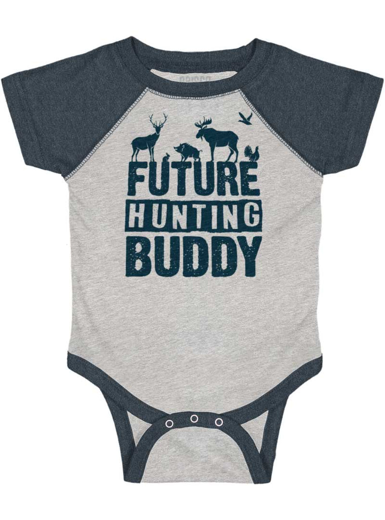 Future Deer Hunting Bud Raglan Romper Bodysuit-Direct To Garment Print-Brisco Baby