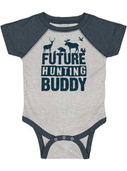 Future Deer Hunting Bud Raglan Romper Bodysuit-Direct To Garment Print-Brisco Baby