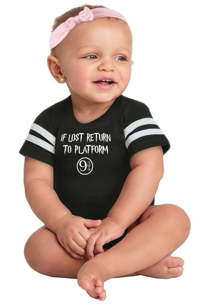 Return Platofrm 9 3/4 Football Romper Bodysuit-Direct To Garment Print-Brisco Baby