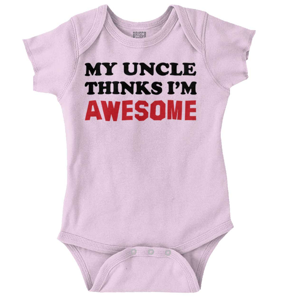 Uncle Thinks I'm Awesome Romper Bodysuit-Direct To Garment Print-Brisco Baby