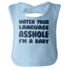 Watch Your Language Infant Baby Bib-Direct To Garment Print-Brisco Baby