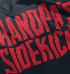 Grandpa's Sidekick Baby Ruffled Trim Romper-Direct To Garment Print-Brisco Baby