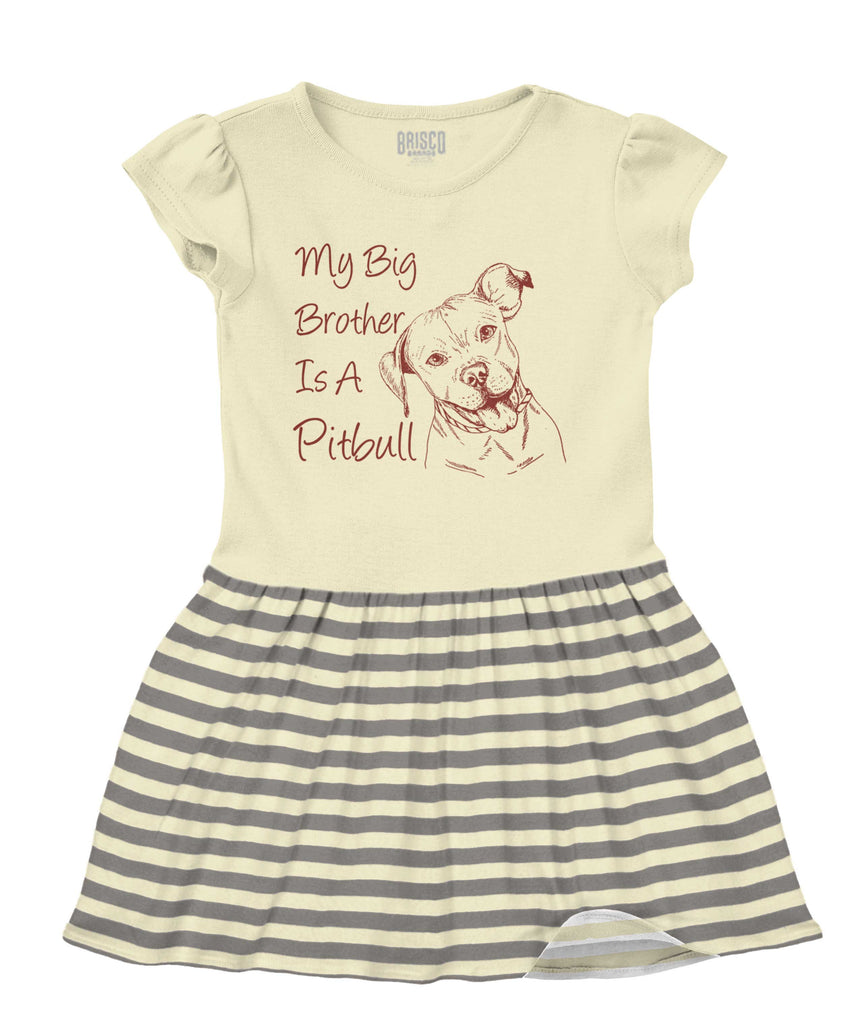 Brother is a Pitbull Baby Striped Skirt Dress-Direct To Garment Print-Brisco Baby