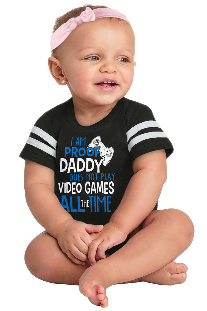Daddy Plays Video Games Football Romper Bodysuit-Direct To Garment Print-Brisco Baby