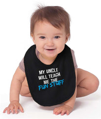 Uncle Teaches Fun Stuff Infant Baby Bib-Direct To Garment Print-Brisco Baby