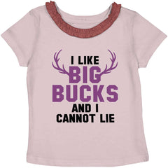 I Like Big Bucks Toddler Ruffled Trim T-Shirt-Direct To Garment Print-Brisco Baby
