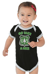 Go Take A Hike Baby Ruffled Trim Romper-Direct To Garment Print-Brisco Baby