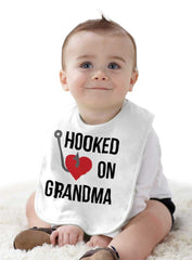 Hooked On Grandma Infant Baby Bib-Direct To Garment Print-Brisco Baby
