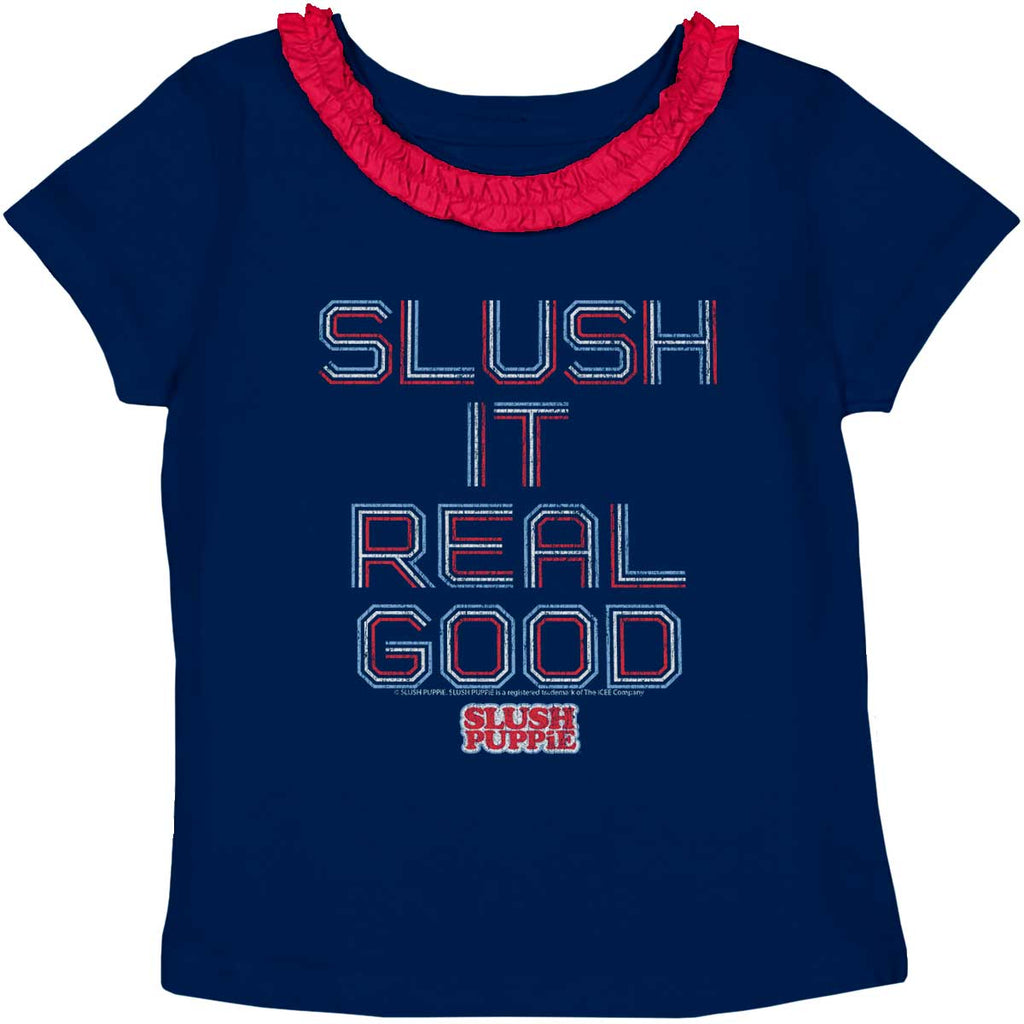 Slush It Real Good Toddler Ruffled Trim T-Shirt-Direct To Garment Print-Brisco Baby