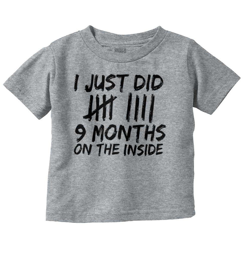 9 Months Inside Infant Toddler T Shirt-Direct To Garment Print-Brisco Baby