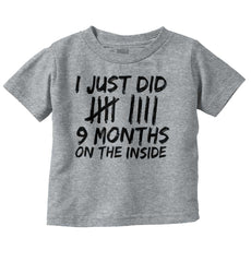 9 Months Inside Infant Toddler T Shirt-Direct To Garment Print-Brisco Baby