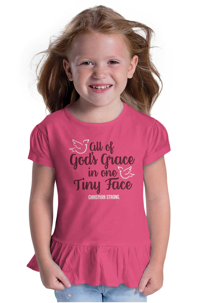 Gods Grace Tiny Face Toddler Ruffle Bottom Tee-Direct To Garment Print-Brisco Baby