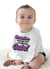 Grandma Keeps Me Cute Infant Baby Bib-Direct To Garment Print-Brisco Baby