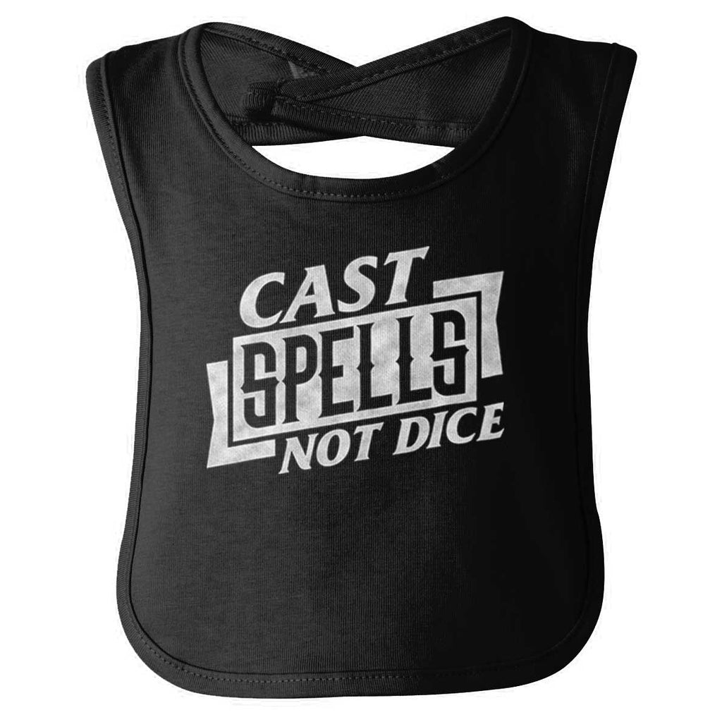 Cast Spells Not Dice Dungeons Infant Baby Bib-Direct To Garment Print-Brisco Baby