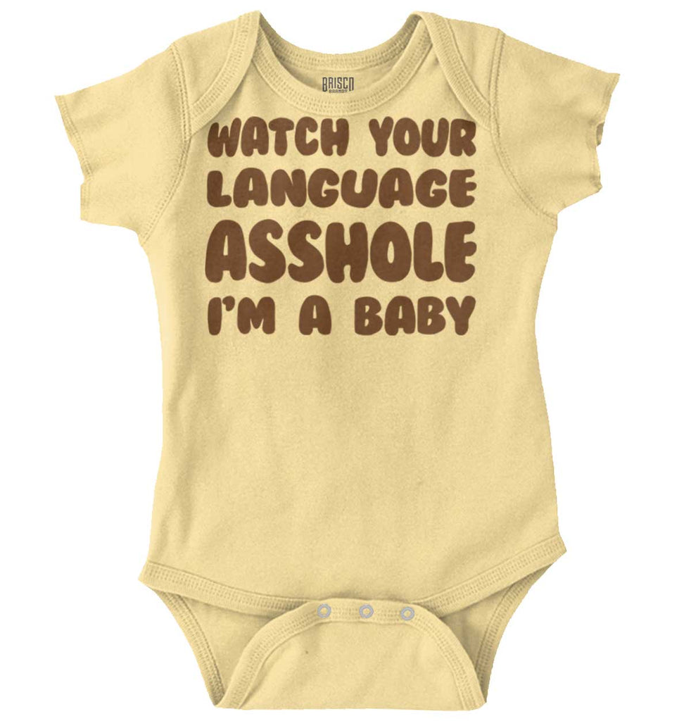 Watch Your Language Romper Bodysuit-Direct To Garment Print-Brisco Baby